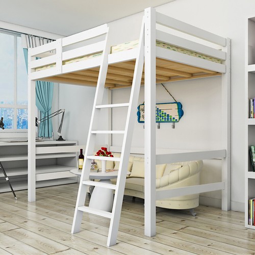 White loft bunkbed single - white,