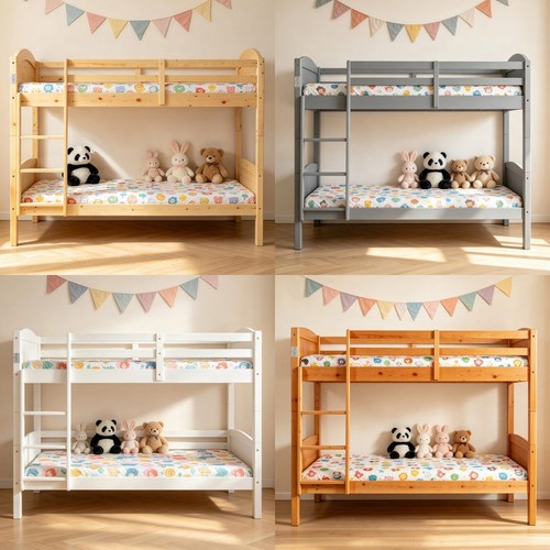 Wooden bunk bed - kids, childrens