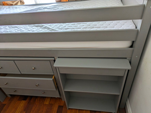 Grey single wooden bunk - grey,