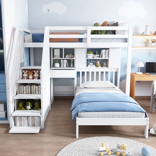 Bunk bed with - with, shelves
