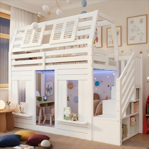 3ft wooden house bunk bed - wooden,