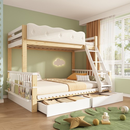 Solid wood bunk bed - wood, kids