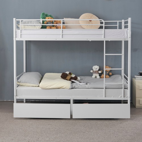 White 3ft metal bunk bed - bunk, frame