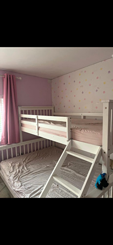 White wooden bunk bed - white,