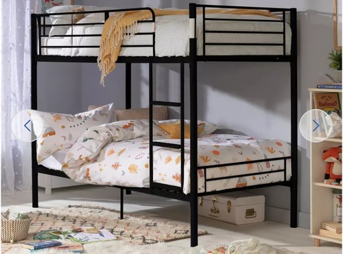 Black metal single bunk bed - black,