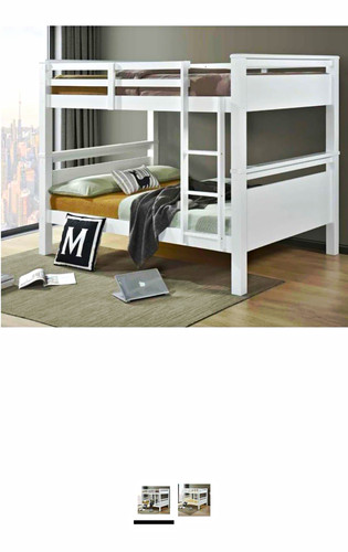 White wooden single bunk - single,