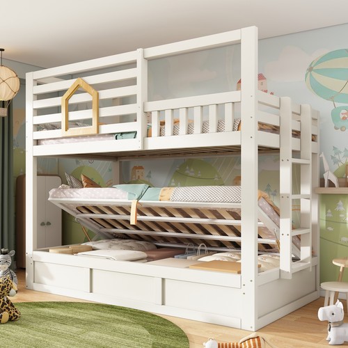Kids bunk bed wooden cabin - bunk,