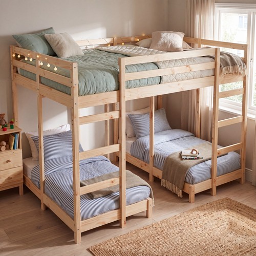 Triple bunk bed - bunk, 140x200cm